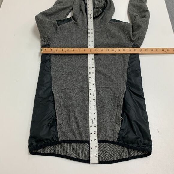 Under Armour Coldgear Sweatshirt Womens XS Grey Fleece Infrared Popover Hoodie - Picture 8 of 16